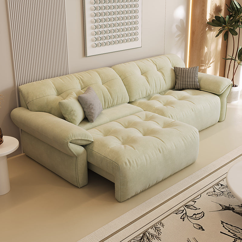 Modern Tufted Chaise Sectional Sofa in Soft Green Upholstery a€?Pillow Armrest Lounge with Deep Cushions