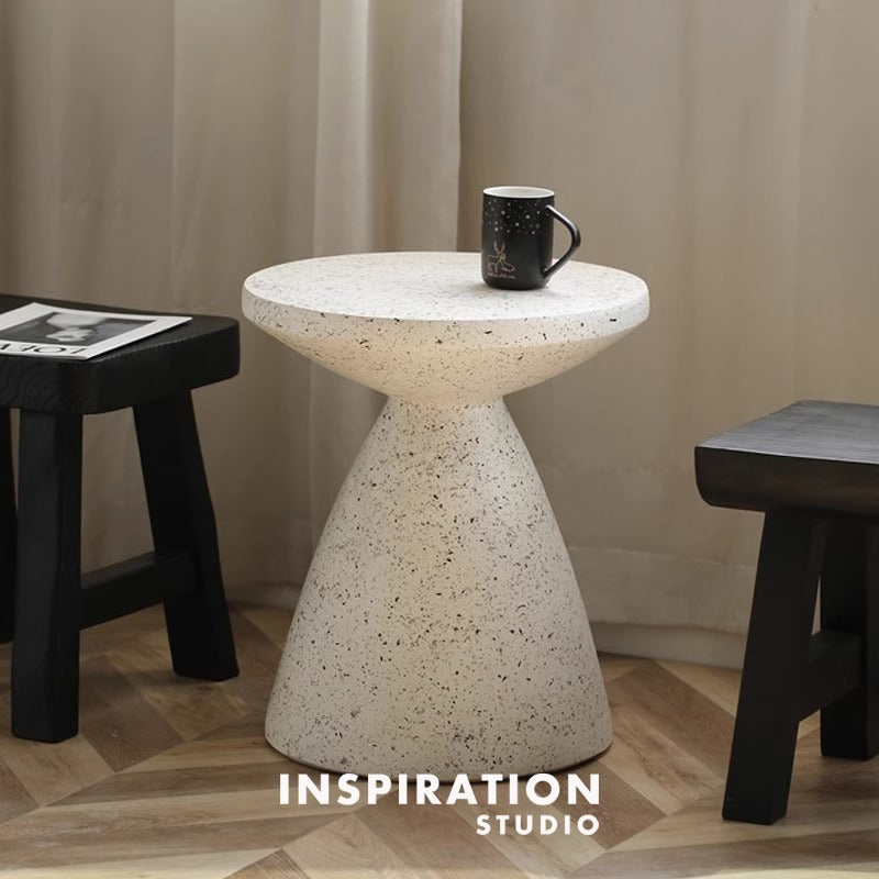 Modern Terrazzo-Inspired Side Table with Sculptural Silhouette a€?Minimalist Speckled Accent Table for Living Room or Studio