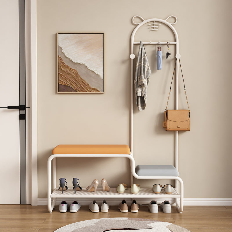 Cat Ear Hall Tree with Cushioned Bench Hooks and Shoe Rack for Entryway or Kids Room