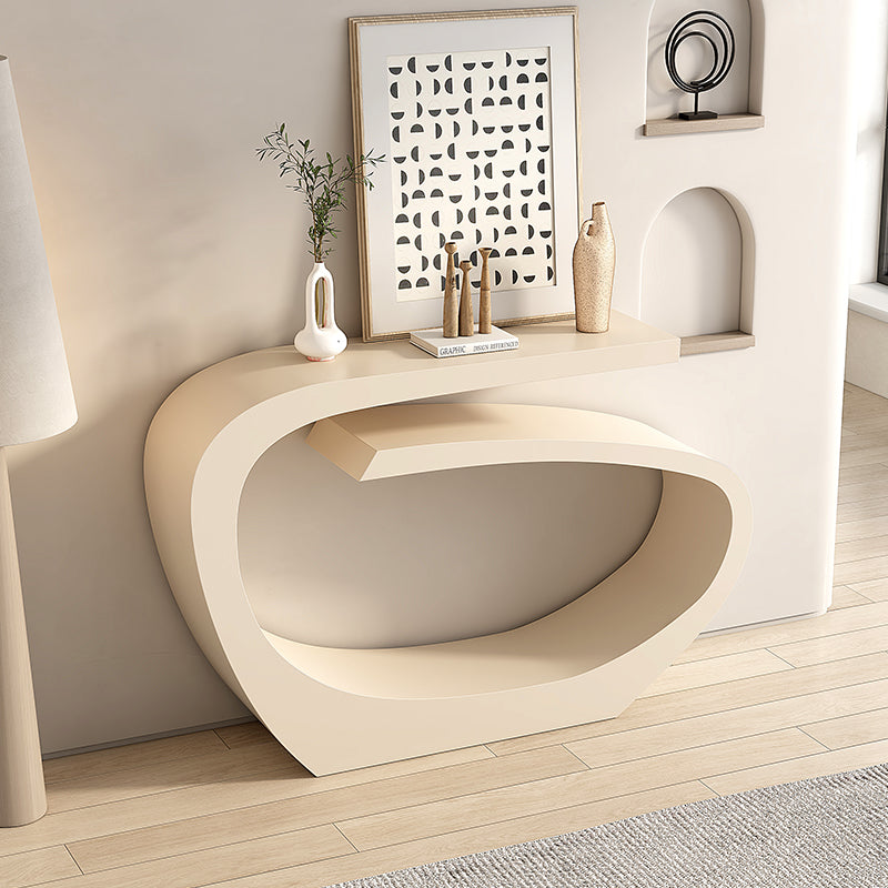 Modern Sculptural Console Table with Abstract Curved Base in Cream Finish for Entryway, Living Room, or Artistic Interiors