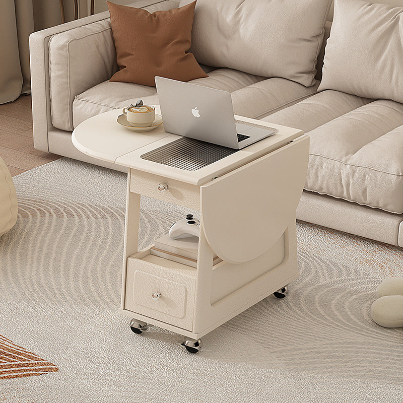 Compact Folding Lift Top Coffee Table with Drop Leaf Storage Drawers and Wheels for Living Room Small Apartments or Home Office