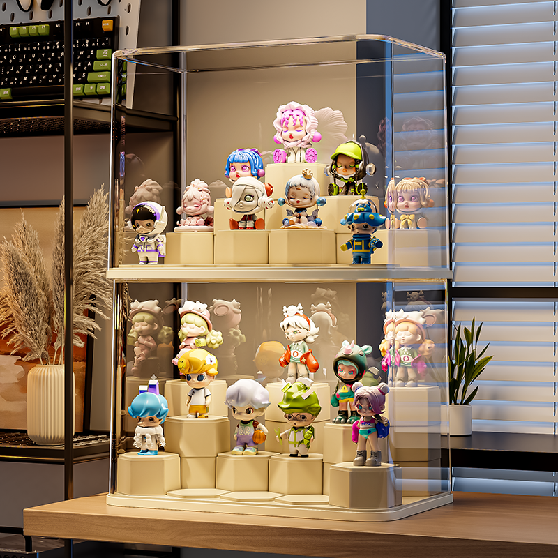 Clear Acrylic Display Case with Tiered Stand for Mini Figures Blind Box Toys or Collectibles