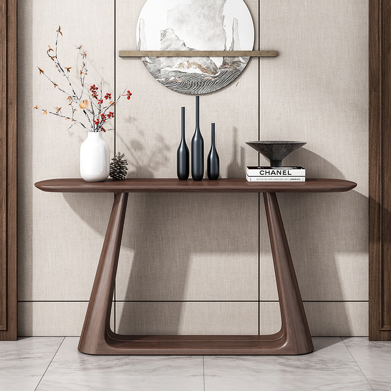 Modern Walnut Wood Console Table with Sculptural Loop Base for Entryway, Living Room, or Zen-Inspired Interiors
