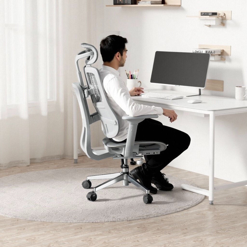 Ergonomic Office Chair with Adjustable Headrest 3D Lumbar Support and Breathable Mesh Back for Work or Home Use
