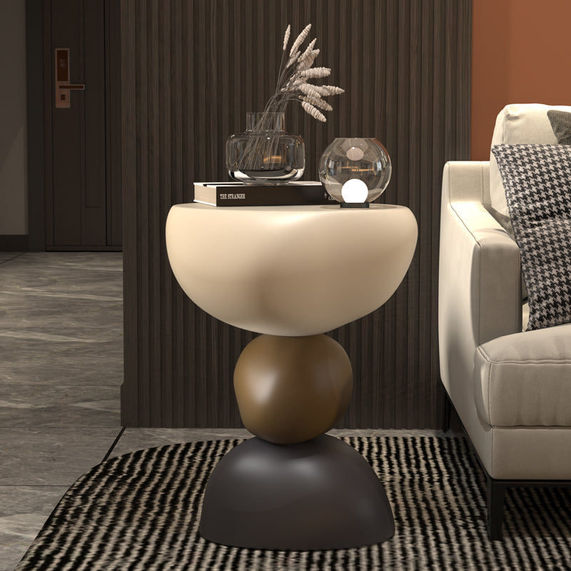 Modern Sculptural Side Table with Layered Pebble Base for Living Room or Art Inspired Interior