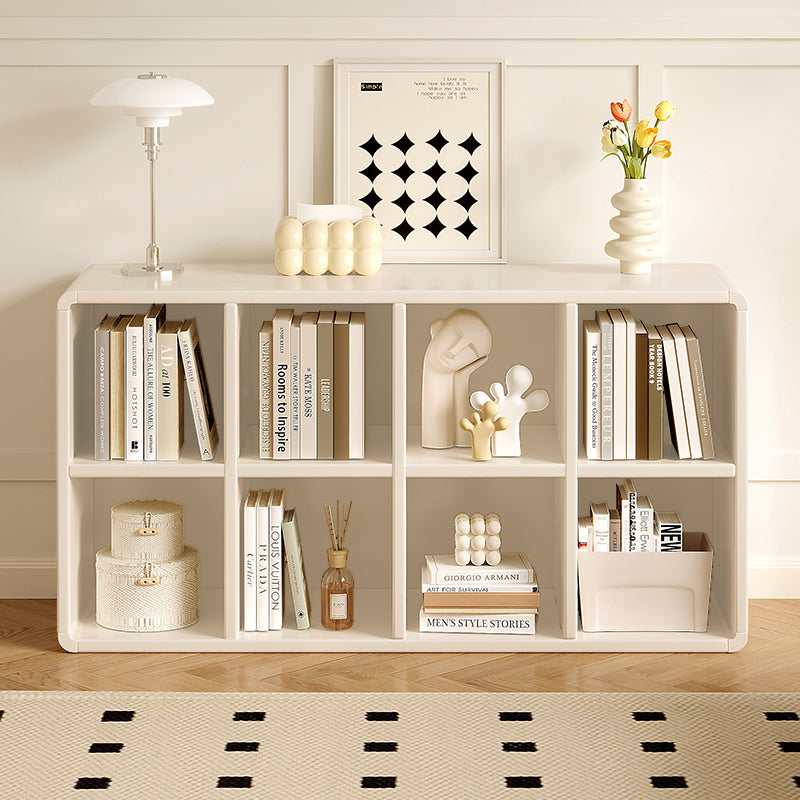 Modern 6-Cube Bookshelf with Rounded Corners, White Low Bookcase for Living Room, Entryway, or Office Storage
