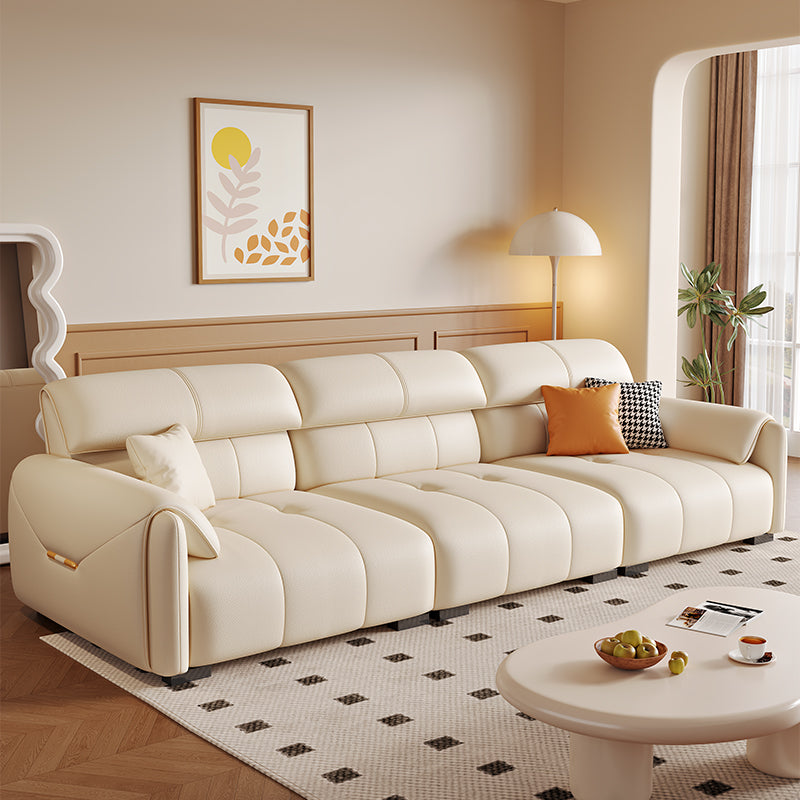 Modern 3-Seat Faux Leather Reclining Sofa with Adjustable Headrests and Padded Armrests for Living Room Comfort