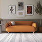 Modern Curved Arm Sofa in Burnt Orange a€?Minimalist 2.5-Seater with Rounded Edges and Wooden Legs
