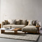 Minimalist Boucl¨¦ Sectional Sofa with Chaise a€?Japandi-Inspired Cream Couch with Solid Wood Base