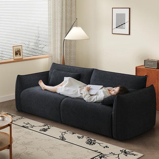 Modern Deep Seat Lounge Sofa in Charcoal Fabric a€?Soft Armrest 3-Seater Couch for Living Room or Studio Apartment