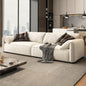 Modern Deep-Seat 3-Piece Modular Sofa with Overstuffed Cushions in Cream Fabric a€?Low Profile Contemporary Lounge Couch
