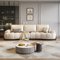 Modern Faux Leather 3-Seat Sofa with Plush Cushions and Rounded Armrests for Contemporary Living Room Comfort