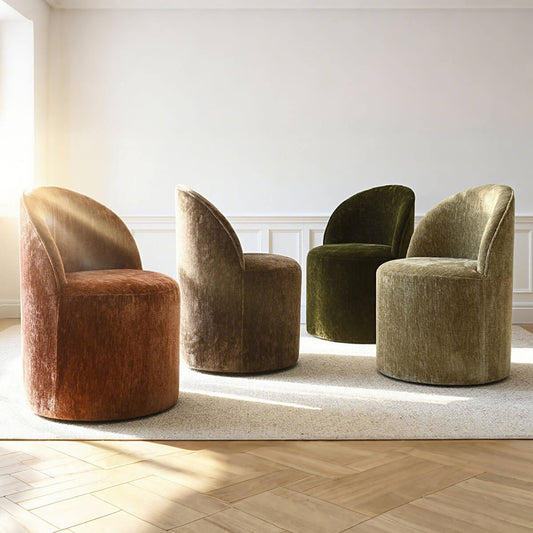 Set of 4 Modern Black Velvet Accent Barrel Chair