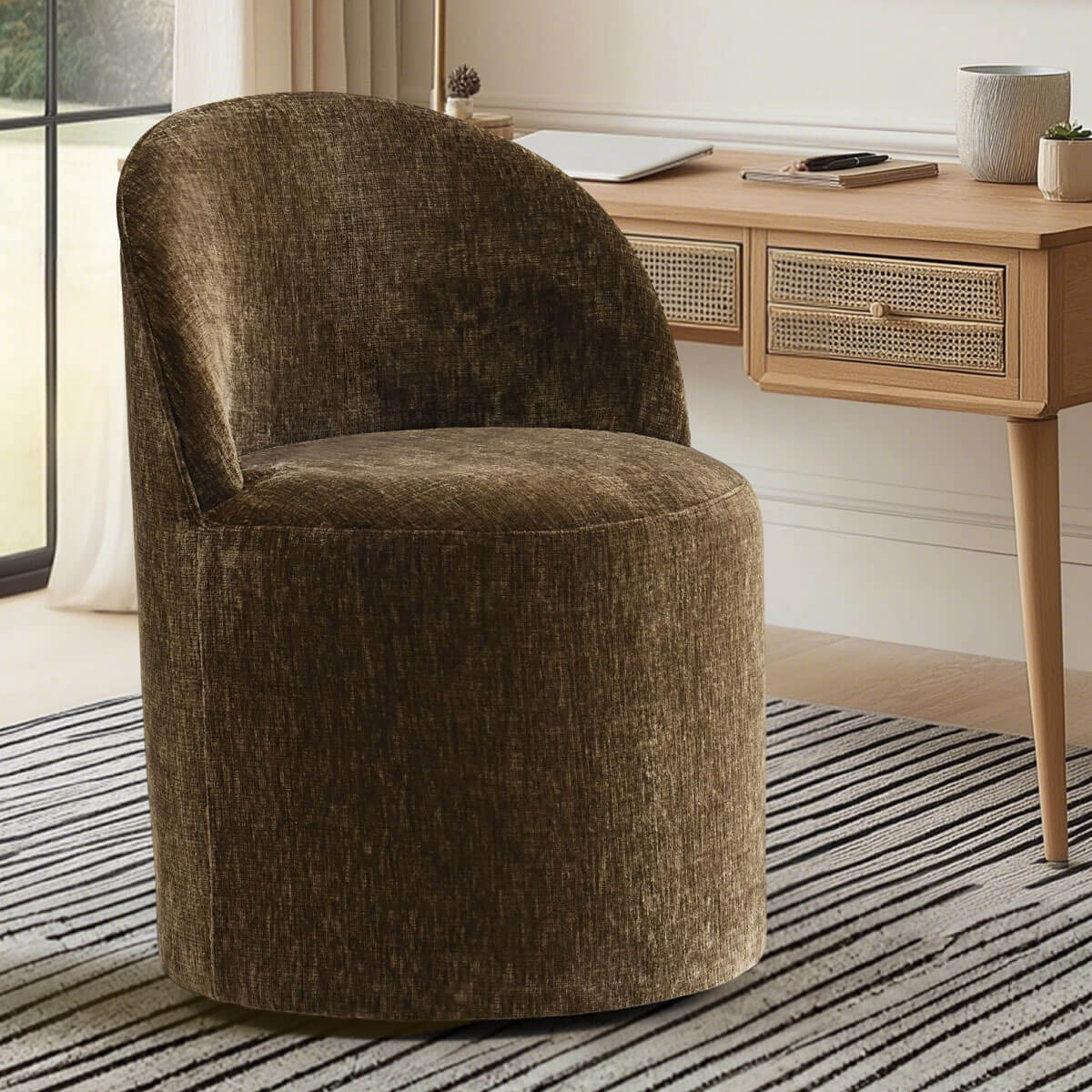 Modern Brown Velvet Office Chair