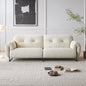 Modern Cream Tufted Sofa with Pillow-Style Backrest and Metal Legs a€?Plush 3-Seater Couch for Living Rooms and Minimalist Interiors