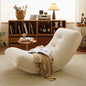 Modern Low Lounge Floor Chair in Cream Fabric a€?Armless Lazy Sofa for Bedroom, Reading Corner or Relaxing Space