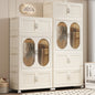 Stackable Kidsa€?Wardrobe Closet with Oval Fluted Glass Doors a€?Rolling Modular Storage Armoire for Nursery or Bedroom
