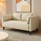 Modern Faux Leather Loveseat Sofa in Beige with Square Arm Design a€?Compact 2-Seater Couch for Apartments, Offices, and Small Living Rooms