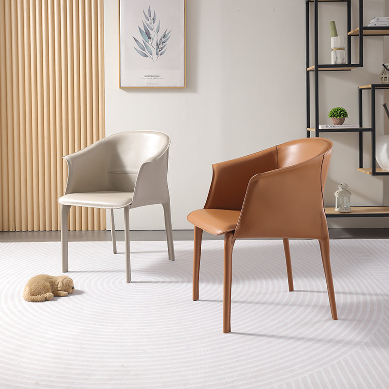 Modern Faux Leather Dining Chair with Curved Backrest and Fully Upholstered Frame for Dining Room or Office Use
