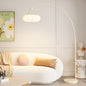 Modern Arc Floor Lamp with Cloud Shaped Shade and Cream Metal Stand for Living Room or Bedroom Decor