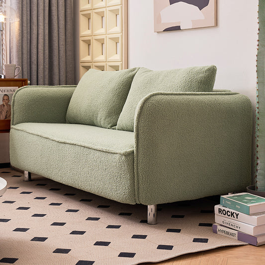 Modern Soft Green 2-Seater Sofa with Rounded Arms and Textured Fabric a€?Cozy Compact Couch for Apartments, Studios, and Small Living Rooms