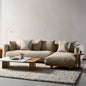 Wabi-Sabi Boucl¨¦ Sectional Sofa a€?L-Shaped Lounge in Cream with Solid Wood Base