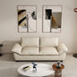 Modern Cream Faux Leather Sofa with Pillow Armrests a€?Soft and Stylish 2-Seater Couch for Living Rooms and Apartments
