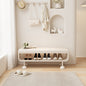 Cream Minimalist Shoe Bench with Cushioned Seat and Curved Base for Entryway or Hallway