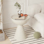 Modern Sculptural Cream Side Table with Cone Pedestal Base and Curved Tray Top for Living Room Bedroom or Minimalist Interior
