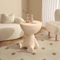 Modern Cute Cream Side Table with Playful Sculptural Base and Round Tray Top for Living Room Bedroom or Creative Interior Spaces