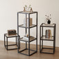 Modern Open Display Shelf with Metal Frame and Tiered Square Design for Living Room Bedroom Office or Entryway Decor Storage