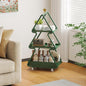 Christmas Tree Shaped Rolling Storage Shelf with Three Tiers and Star Top for Holiday Decoration Living Room or Kitchen Display