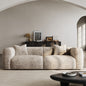 Modern Deep Seat Loveseat in Textured Beige Upholstery with Oversized Cushions and Rounded Frame for Contemporary Living Interiors