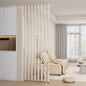 Minimalist Vertical Slat Room Divider with Asymmetrical Design and Neutral Finish for Modern Living Room or Open Space Separation