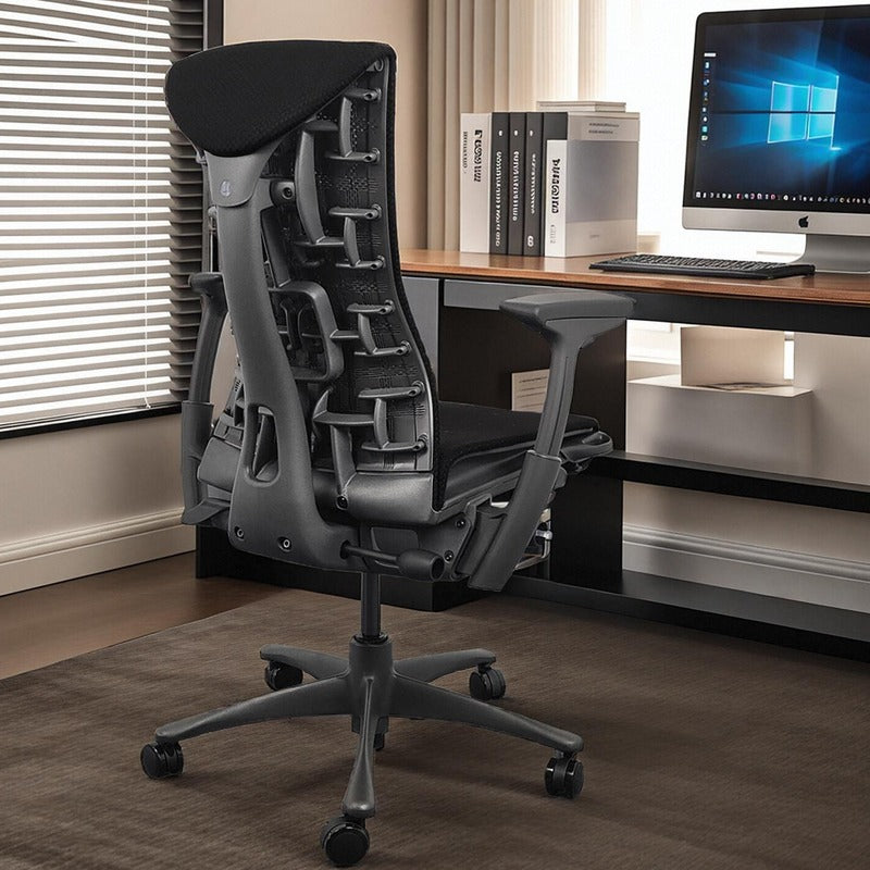 Advanced Ergonomic Office Chair with Dynamic Spine Backrest, Adjustable Armrests, and Lumbar Support for Professional Workspaces