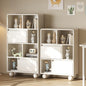 Modern Kids Bookshelf with Rounded Corners and Closed Storage Compartments on Ball Feet for Playroom Bedroom or Nursery