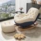 Modern Rocking Recliner Lounge Chair with Cream Tufted Cushion and Ottoman for Cozy Living Room Bedroom or Nursery Comfort