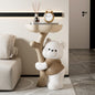 Cute Bear Hug Tree Side Table with Sculptural Base and Round Tray Top for Living Room Entryway or Playful Modern Interiors