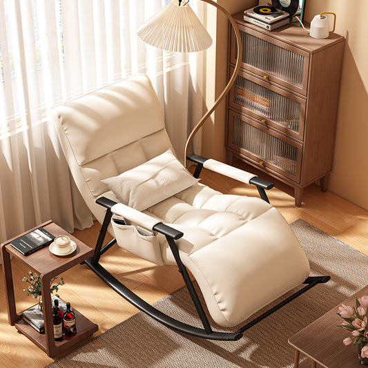 Ergonomic Rocking Recliner Chair with Padded Cushion and Storage Pocket for Reading Room Living Room or Nursery Comfort Lounging