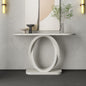 Modern Oval Base Console Table with Matte White Finish for Entryway, Living Room, or Contemporary Minimalist Interiors