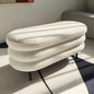 Modern Stacked Oval Bench Ottoman with Boucle Upholstery and Metal Legs for Living Room Bedroom or Minimalist Lounge Seating