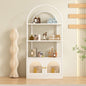 Cream Arched Display Shelf with Cabinet Storage for Skincare Perfume or Home Decor in Bedroom or Vanity Area