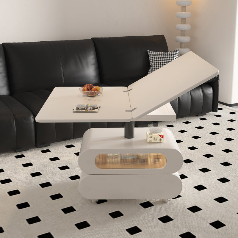Modern Dual Flip Lift Top Coffee Table with Hidden Storage and Rolling Wheels for Living Room or Multipurpose Use