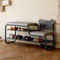 Two Seat Shoe Bench with Cartoon Backrest and Metal Frame for Entryway or Kid Friendly Spaces