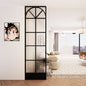 Arched Metal Framed Room Divider with Textured Glass Panels for Modern European Style Living Room or Entryway Partition