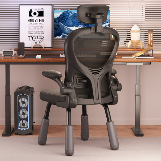 Ergonomic Office Chair with Adjustable Headrest Fixed Legs and Mesh Back Support for Gaming or Home Office