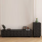 Modern Black TV Stand with Geometric Circle Pattern and Modular Design for Bold Contemporary Living Rooms