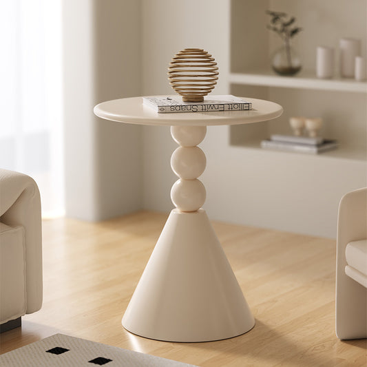 Modern Sculptural Side Table with Round Top and Cone Base for Living Room or Accent Space