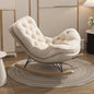 Luxury Tufted Rocking Lounge Chair with Cream Cushion and Faux Leather Shell for Bedroom, Living Room or Nursery Comfort