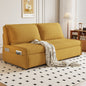 Modern Convertible Sofa Bed in Mustard Yellow with Storage Pocket and Plush Back Cushions a€?Space-Saving Sleeper Couch for Apartments & Guest Rooms